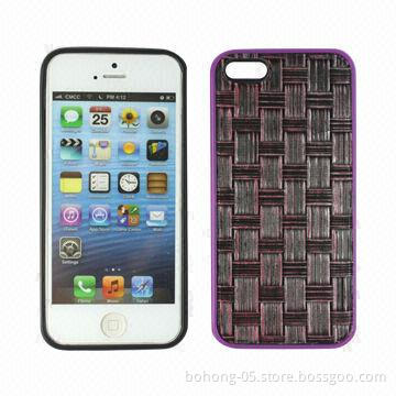 Cases for iPhone 5, Made of PC, Internal and External Voltage PU (Knit Lines)